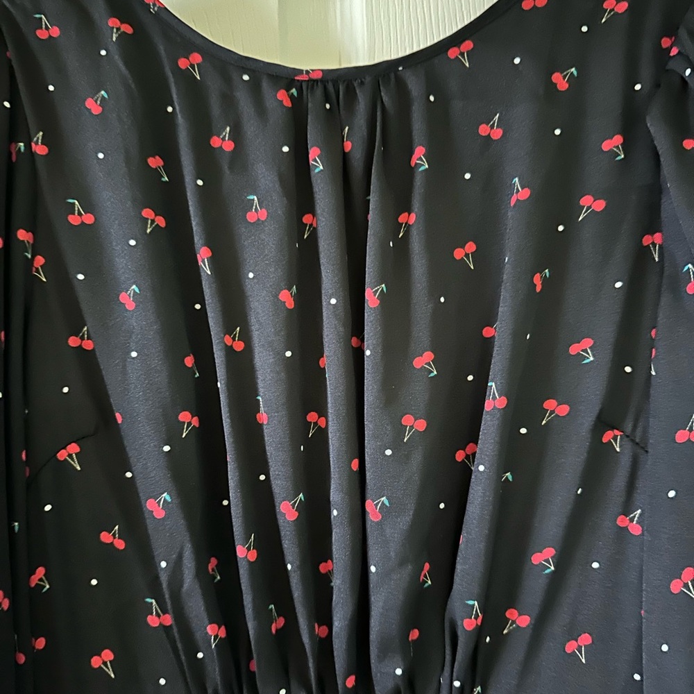 ✨ Anthropologie Louche Cherry Print Midi Dress Fits US XS 2–4 Lined | Pockets - Picture 10 of 14